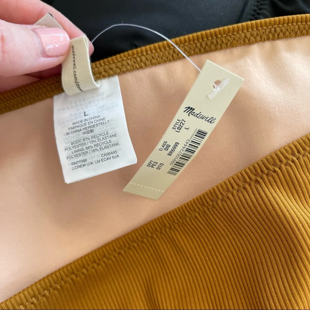 Madewell Second Wave‎ Ribbed Hipster Bikini Bottom Women XL Burnished Amber NWT
